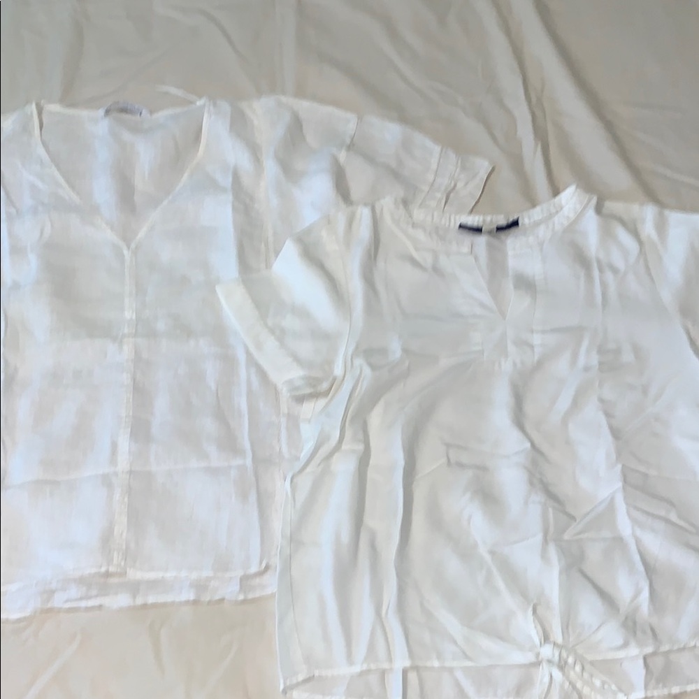 White V-Neck Blouses